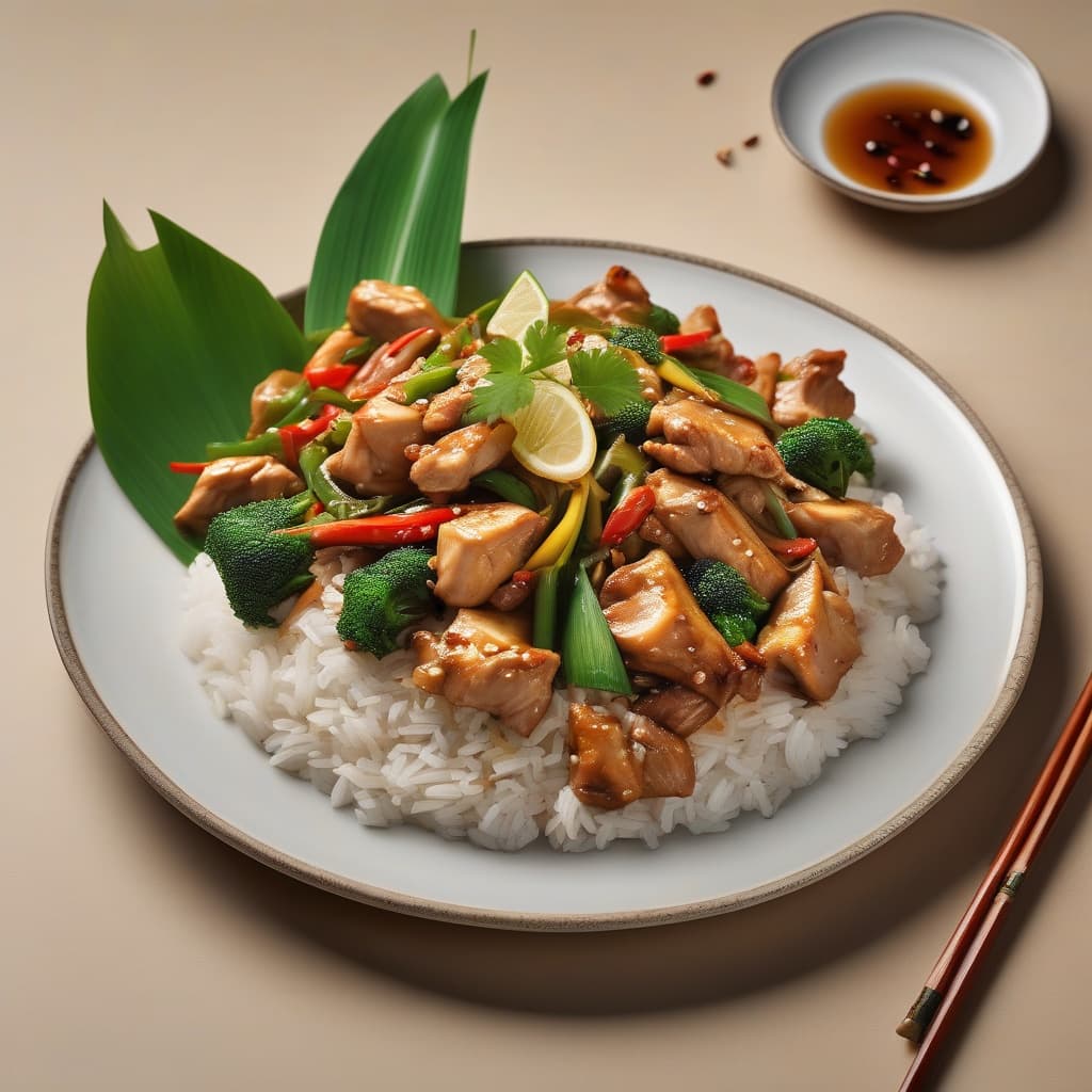 Lemongrass Chicken Stir-Fry with Rice - Cơm Gà Xào Xả